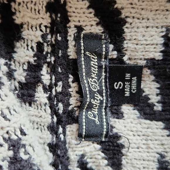 Lucky Brand black and cream cowl neck sweater, size small - Picture 5 of 6